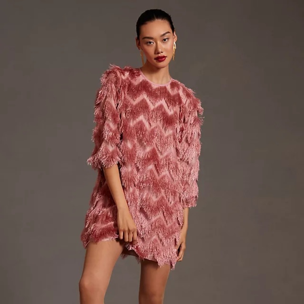 Anthropologie Fringe Dress - XL - Rose (Pink)